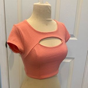 **CHARLOTTE RUSSE** Pink Patterned  Keyhole cut out Crop Top